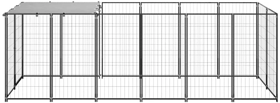Voljeras šunims, juodos spalvos, 330x110x110cm, plienas