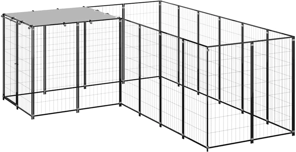 Voljeras šunims, juodos spalvos, 4,84 m², plienas
