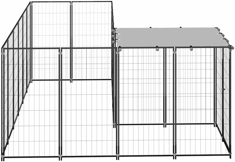 Voljeras šunims, juodos spalvos, 4,84 m², plienas