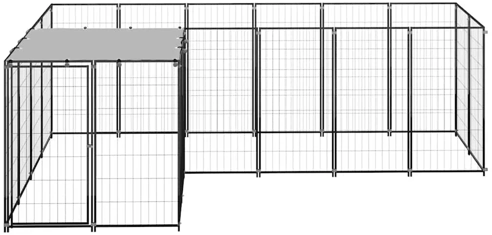 Voljeras šunims, juodos spalvos, 4,84 m², plienas
