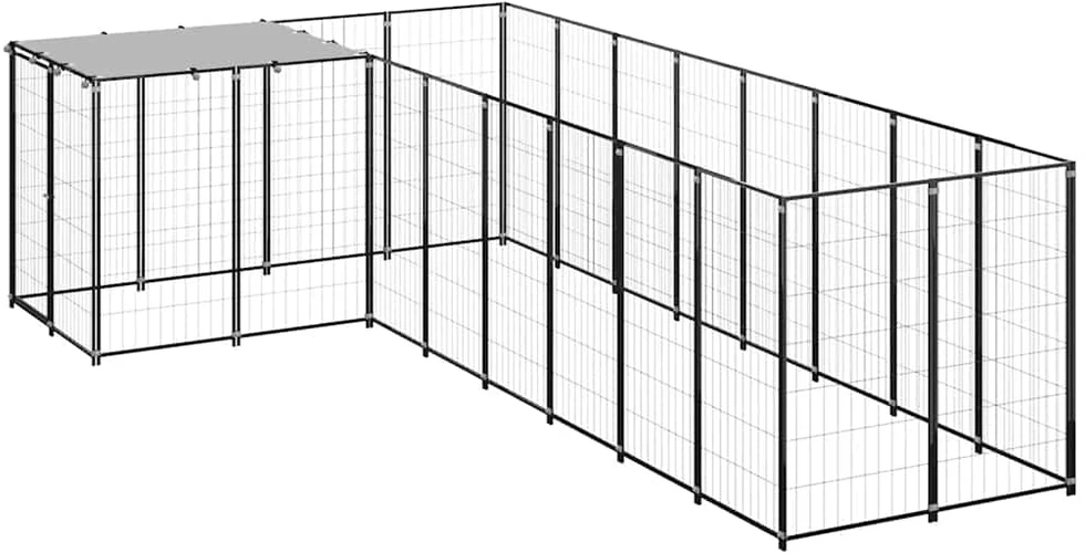 Voljeras šunims, juodos spalvos, 6,05 m², plienas