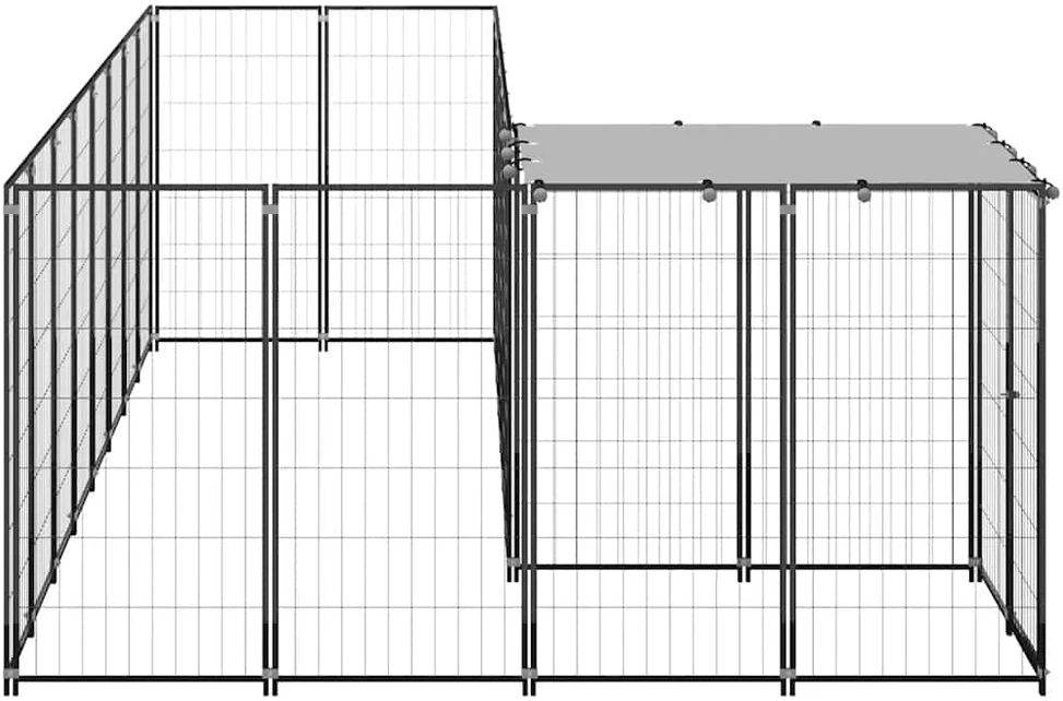 Voljeras šunims, juodos spalvos, 6,05 m², plienas