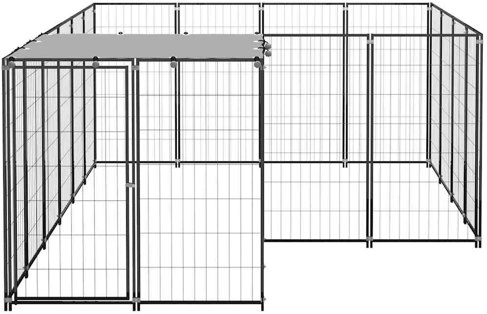 Voljeras šunims, juodos spalvos, 6,05 m², plienas