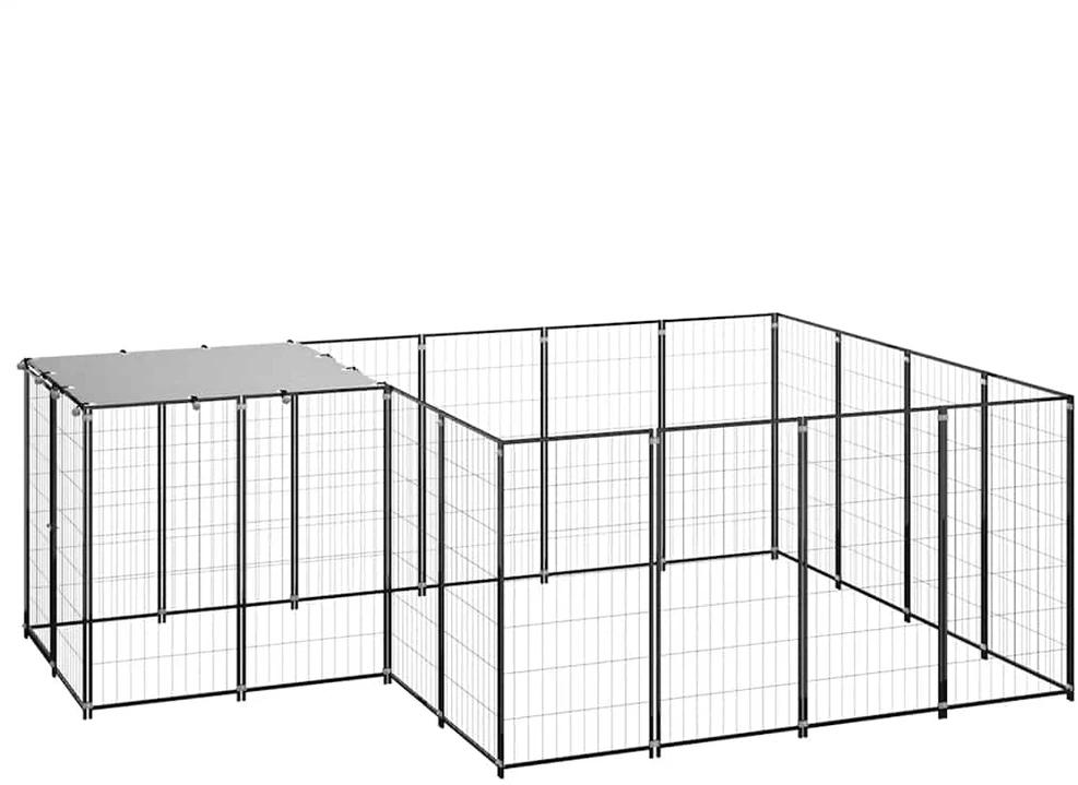 Voljeras šunims, juodos spalvos, 6,05 m², plienas