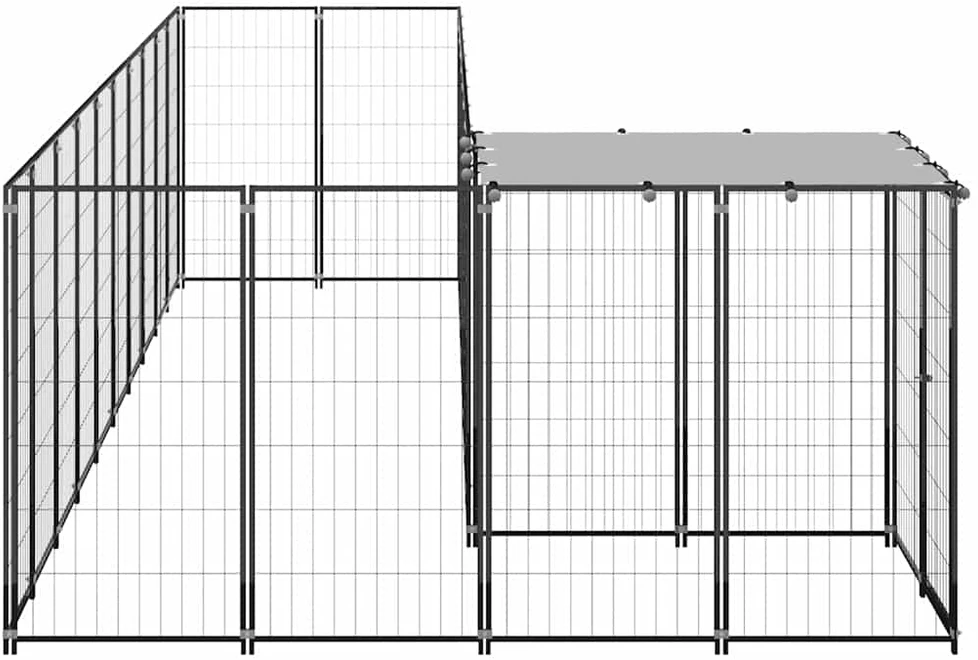 Voljeras šunims, juodos spalvos, 7,26m², plienas