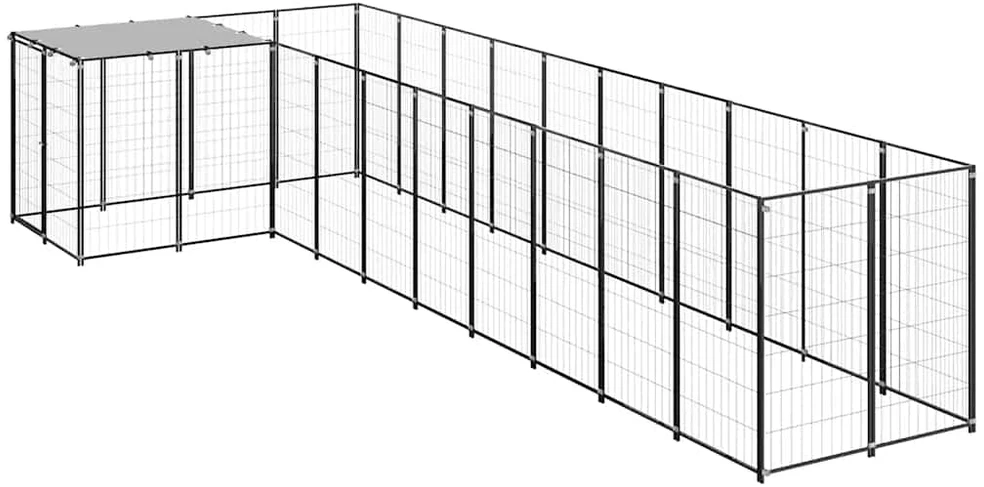 Voljeras šunims, juodos spalvos, 7,26m², plienas