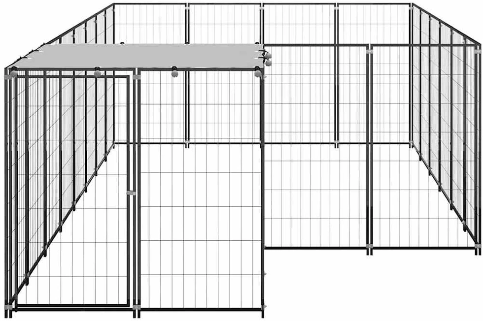 Voljeras šunims, juodos spalvos, 8,47 m², plienas