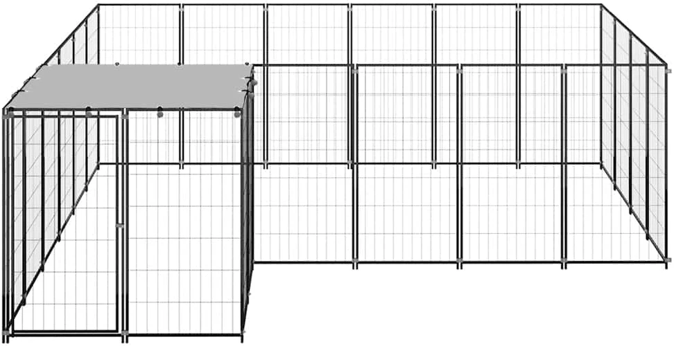 Voljeras šunims, juodos spalvos, 8,47 m², plienas