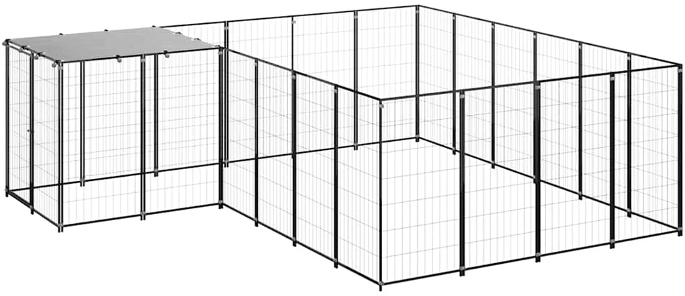 Voljeras šunims, juodos spalvos, 8,47 m², plienas