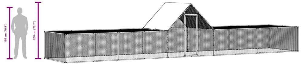 Voljeras viščiukams, 10x2x2m, galvanizuotas plienas