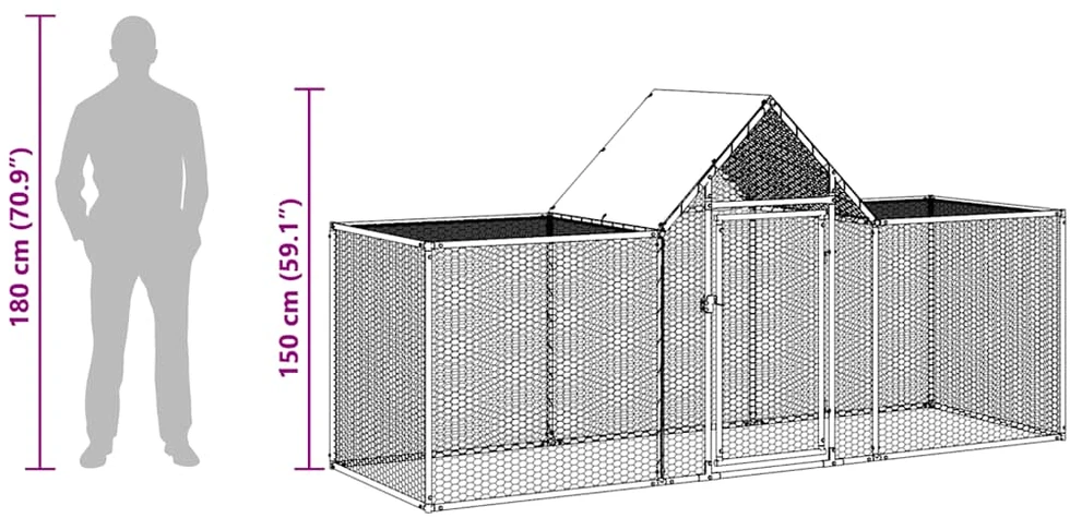 Voljeras viščiukams, 3x1x1,5m, galvanizuotas plienas