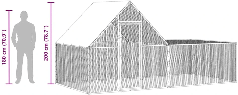Voljeras viščiukams, 4x2x2m, galvanizuotas plienas