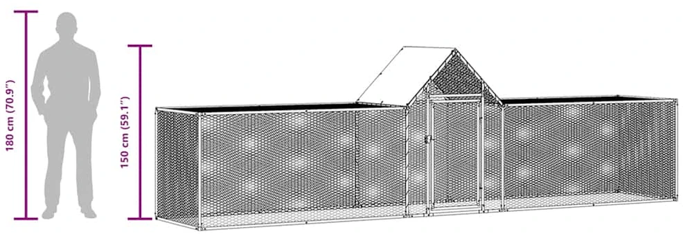 Voljeras viščiukams, 5x1x1,5m, galvanizuotas plienas