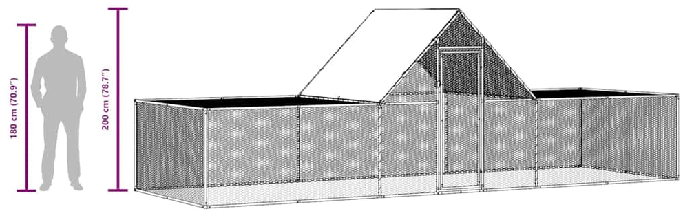 Voljeras viščiukams, 6x2x2m, galvanizuotas plienas