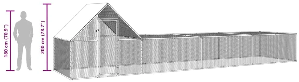 Voljeras viščiukams, 8x2x2m, galvanizuotas plienas