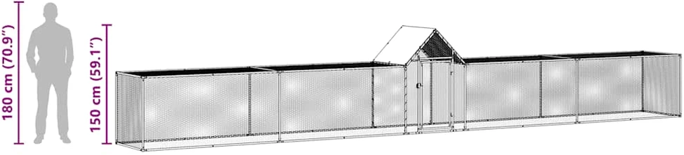 Voljeras viščiukams, 9x1x1,5m, galvanizuotas plienas