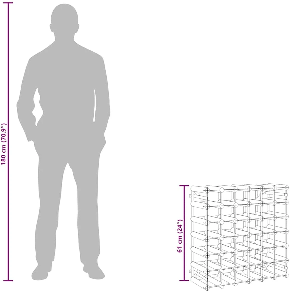 Vyno laikiklis 42 buteliams, rudas, pušies medienos masyvas