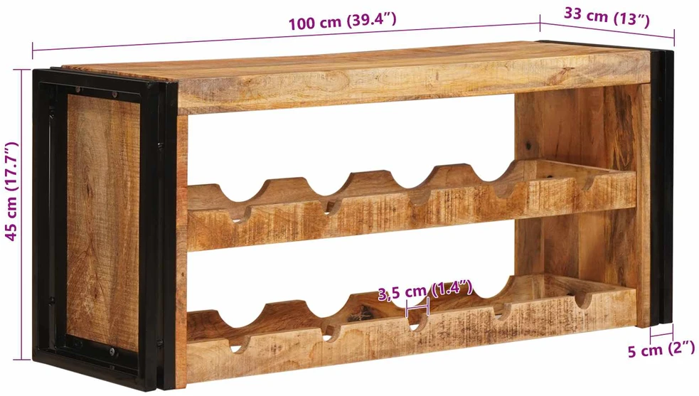 Vyno stovas Ruda 100 x 45 x 33 cm Kietas Rupus Mangų Medis