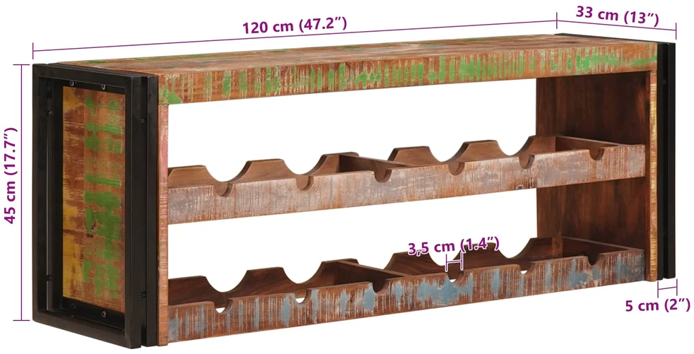 Vyno stovas Ruda 100 x 45 x 33 cm Kieta atnaujinta mediena