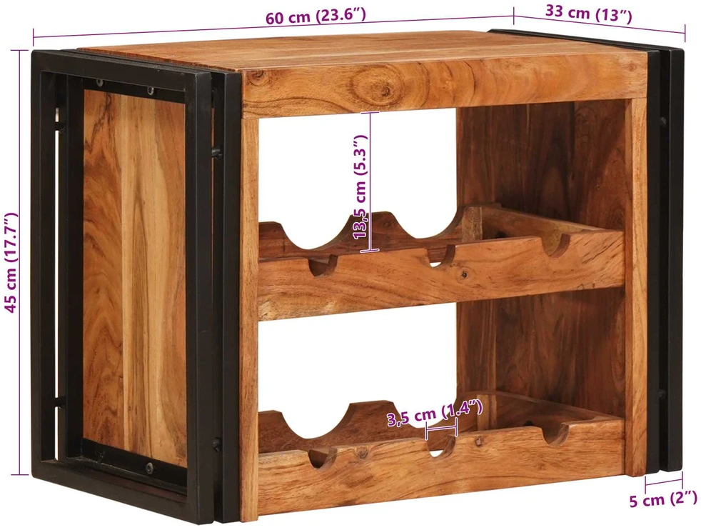 Vyno stovas Ruda 60 x 45 x 33 cm Kietos akacijos mediena