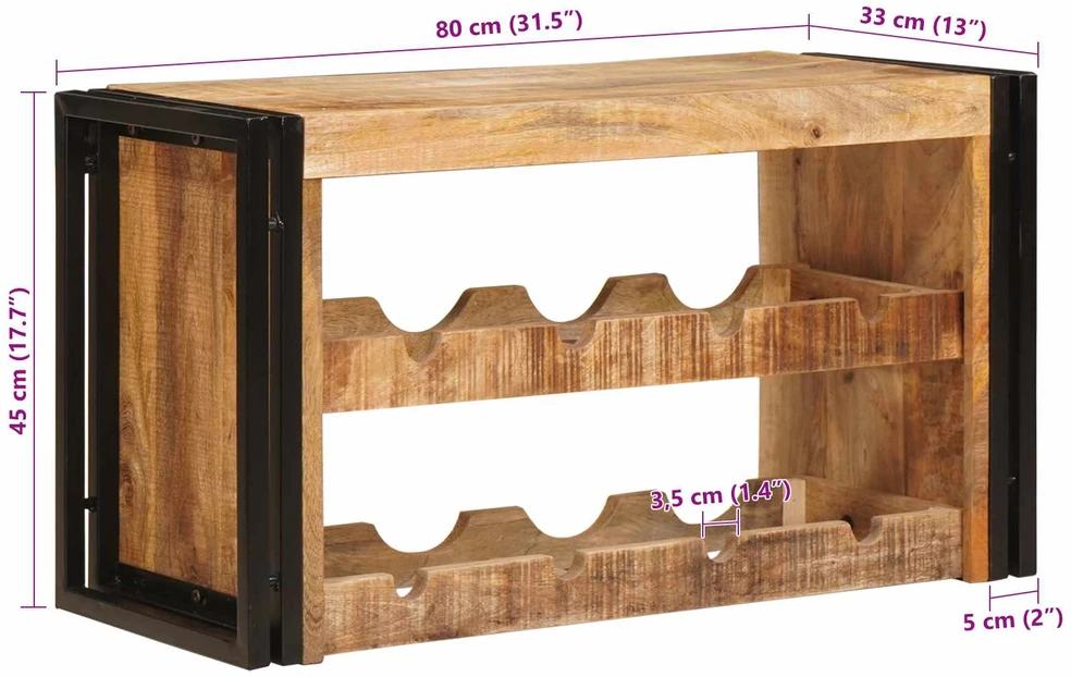 Vyno stovas Ruda 80 x 45 x 33 cm Kietas Rupus Mangų Medis