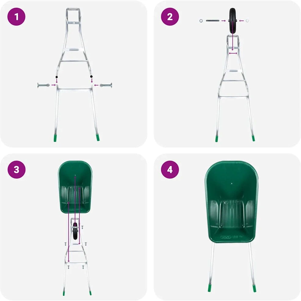 Wheelbarrow Žalias 90 L 150 kg Cinkuotas plienas ir plastikas