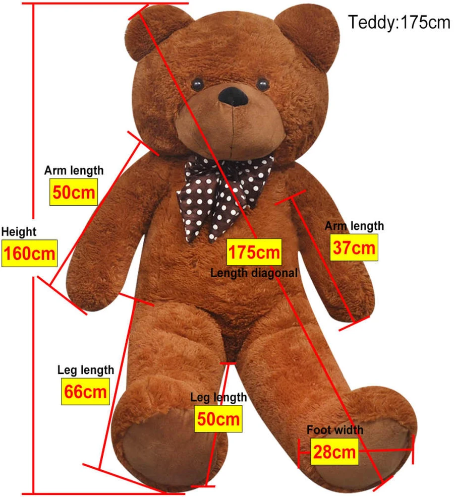 XXL Minkštas pliušinis žaislas meškiukas, rudas, 160cm