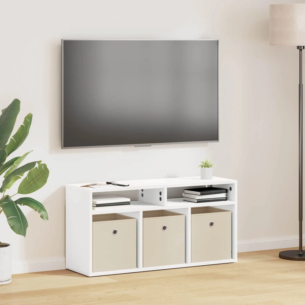 TV staliukas Žemas stalas su stalčių Balta 87 x 27,5 x 43 cm