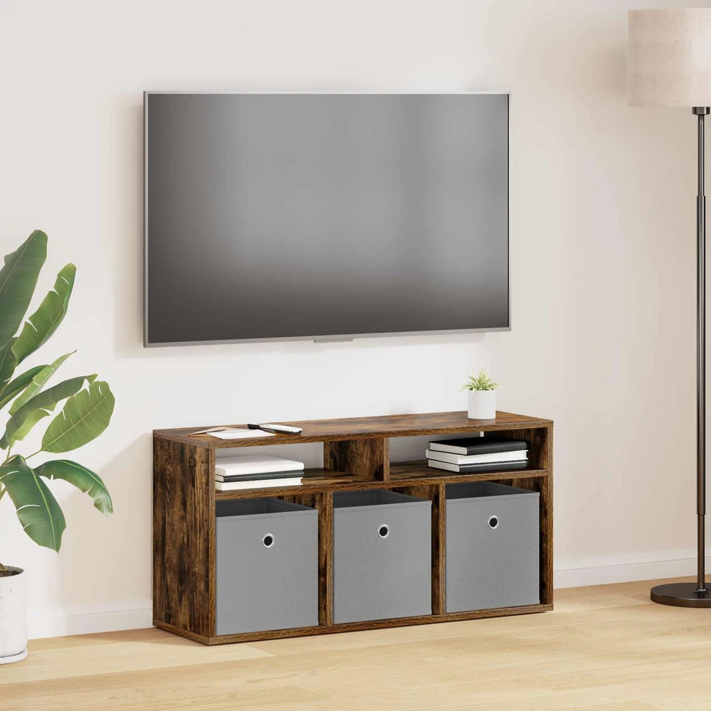 TV staliukas Žemas stalas su stalčių Rūkyta ąžuolas 87 x 27,5 x 43 cm