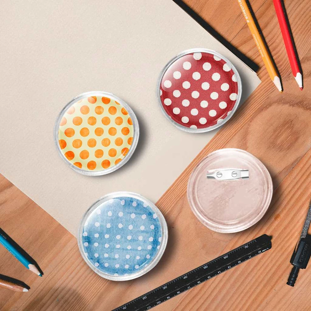 Ženkliukų rinkinys su smeigtukais, 100vnt., akrilas, 44mm
