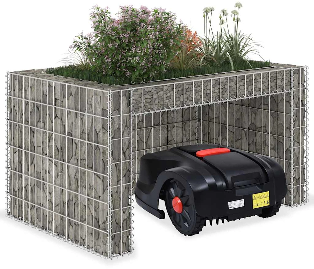Žoliapjovės garažas su aukštu loveliu, 110x80x60cm, plienas