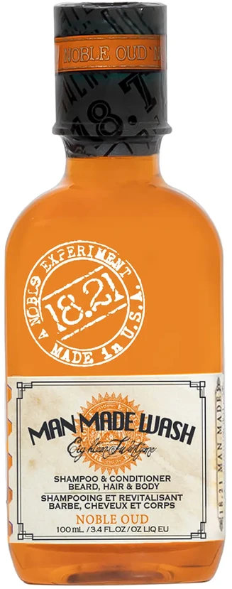 1821Manmade Daugiafunkcė priemonė vyrams 3 in 1: stiprinamasis šampūnas, kondicionierius ir kūno prausiklis viename 18.21 Man Made Wash Noble Oud WSH3NON, 100 ml