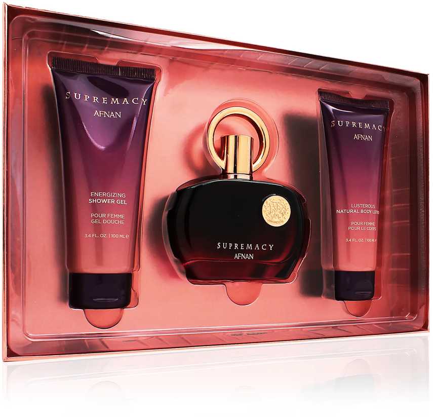 Afnan Supremacy Violet EDP kvepalų vanduo moterims, 100 ml + dušo želė, 100 ml + drėkinamasis kūno losjonas, 100 ml