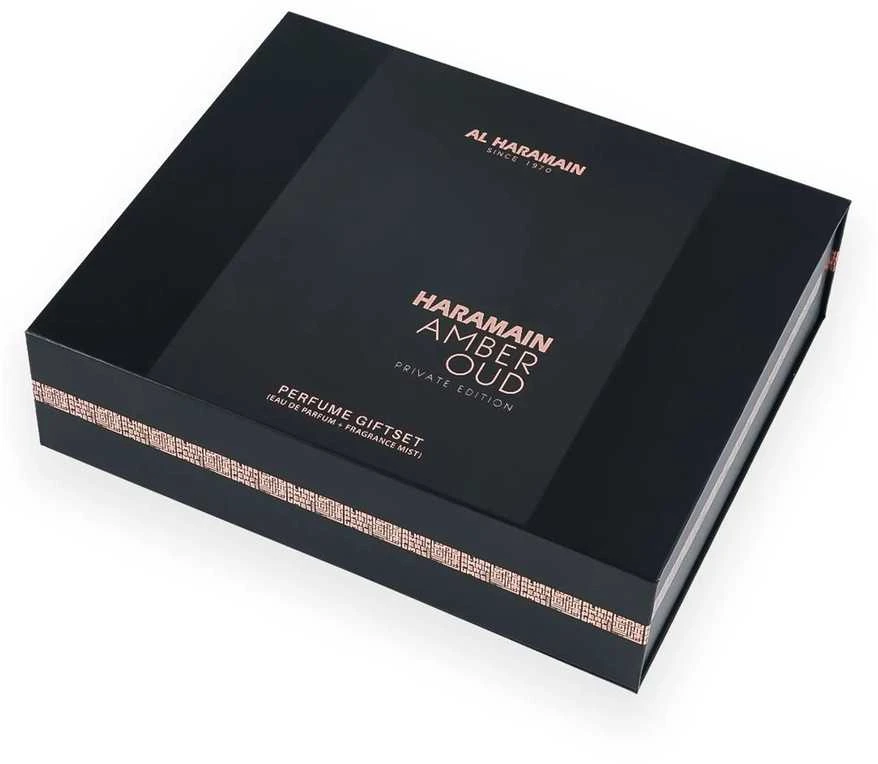 „Al Haramain Amber Oud Private Edition“ – EDP 75 ml + EDP 30 ml + kvapiųjų medžiagų dulksna 250 ml