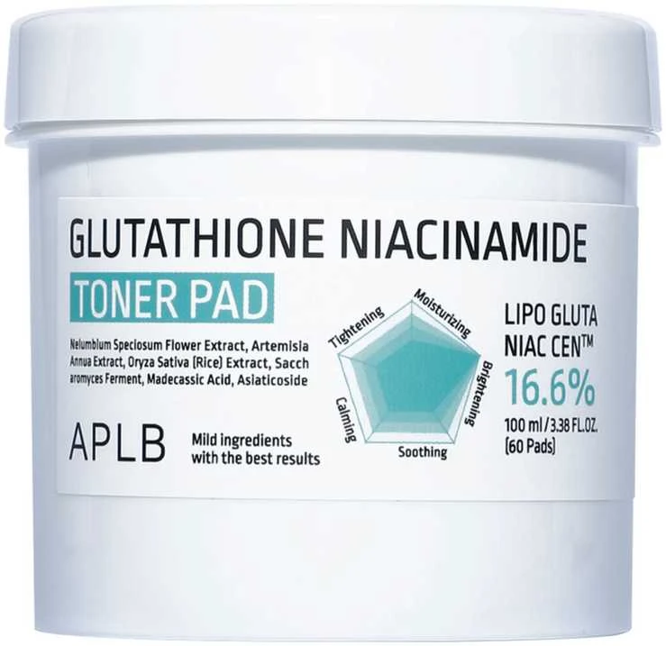 APLB Glutathione Niacinamide Toneris Pad veido valymo padeliai, 60 vnt.