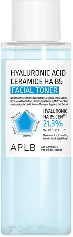 APLB Hyaluronic Acid Ceramide HA B5 Facial Toneris veido tonikas, 160 ml