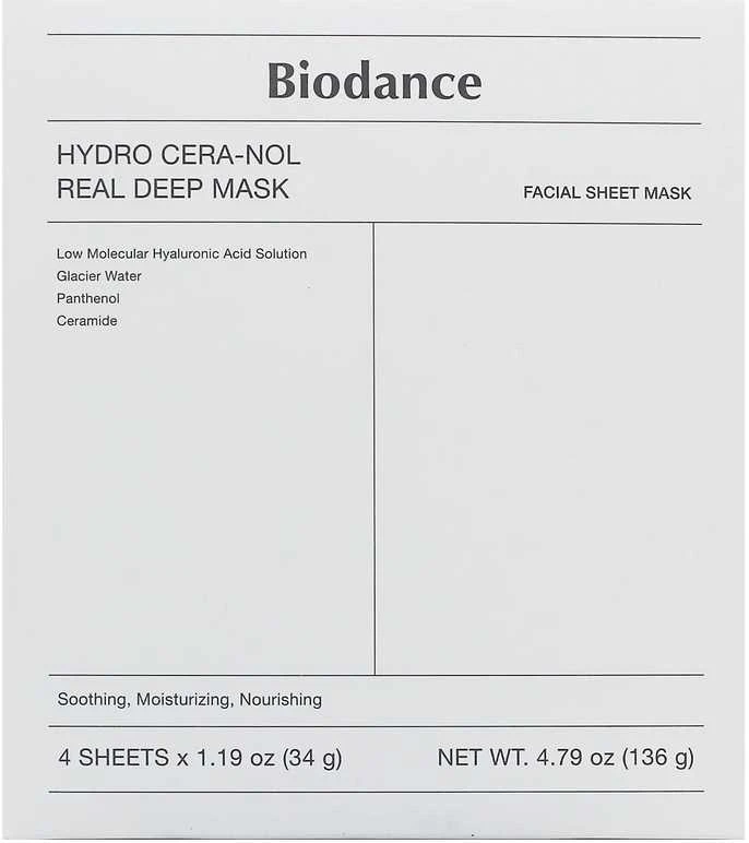 Biodance Hydro Cera-Nol Real Deep Mask hidrogelinė veido kaukė, 4 x 34 g