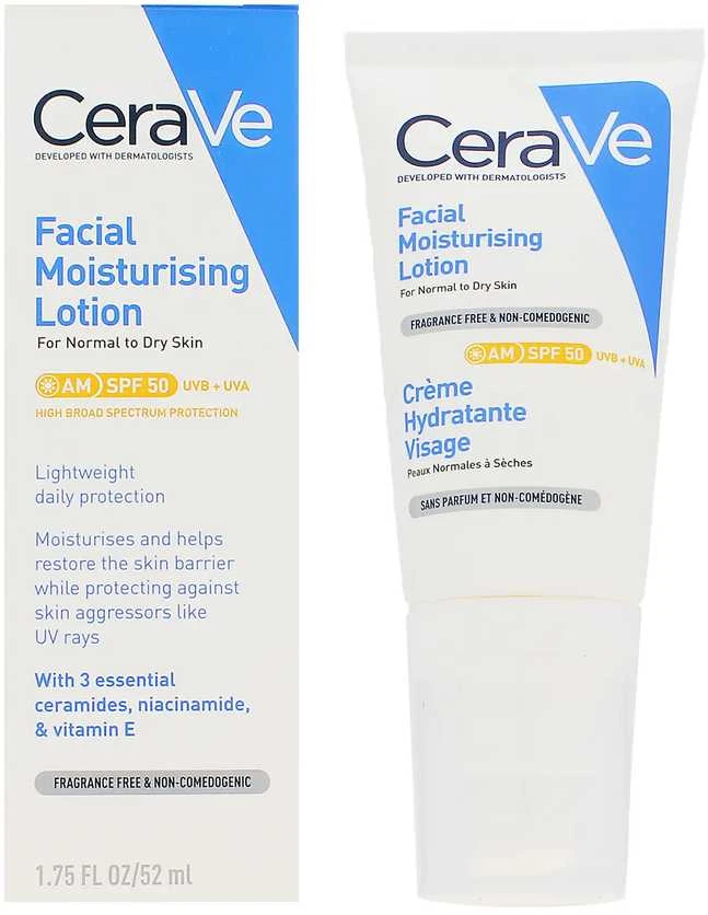 Drėkinamasis losjonas veidui Cerave Facial Moisturising Lotion SPF50, 52 ml
