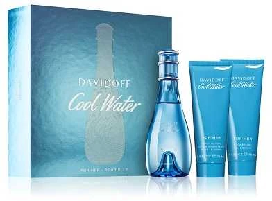 Davidoff Cool Vanduo Woman EDT rinkinys moterims (EDT 100 ml + Losjonas kūnui 75 ml + Dušo želė 75m)
