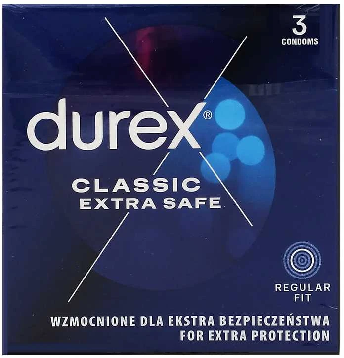 Prezervatyvai Durex Extra Safe 3 vnt, storesni, drėkinti