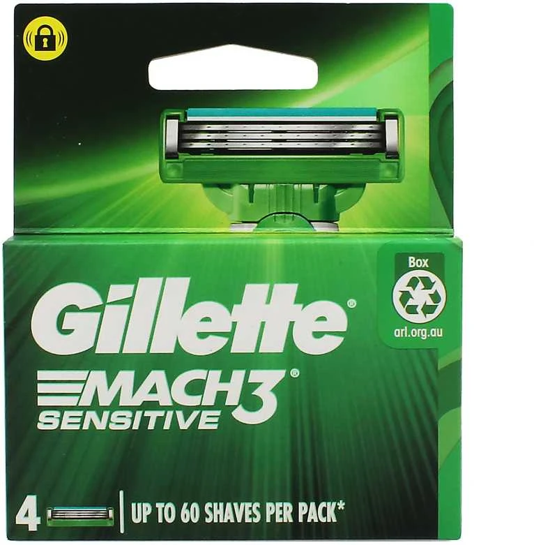 „Gillette Mach3 Sensitive“ keičiami peiliukai vyrams, 4 vnt.