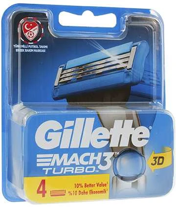 Gillette Mach 3 Turbo žinynas HD Siuvamųjų mašinų kasetė 4 vnt.