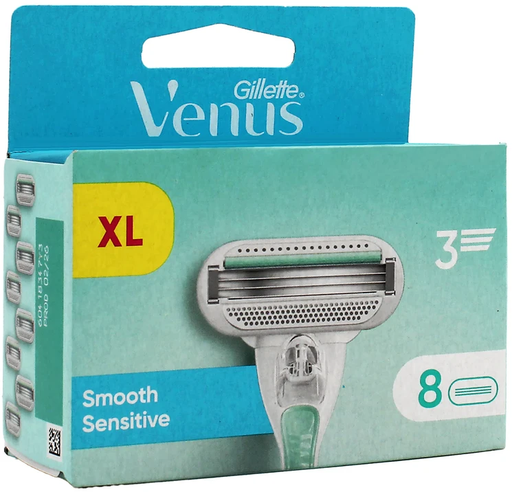 Gillette Venus Smooth Sensitive keičiamos skustuvo galvutės, 8 vnt.