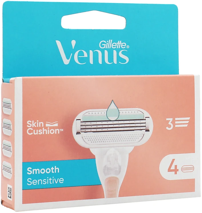 Gillette Venus Smooth Sensitive Rožinė, 4 Atsarginiai Peiliukai