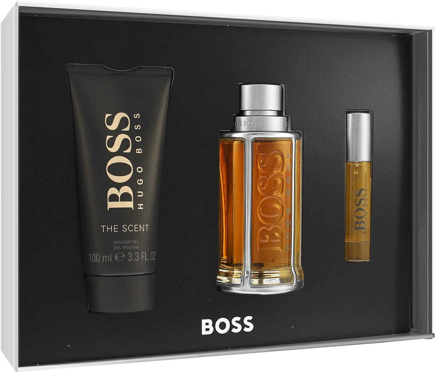 Hugo Boss The Scent Him Set rinkinys vyrams (EDT, 100 ml + EDT, 10 ml + dušo želė, 100 ml)