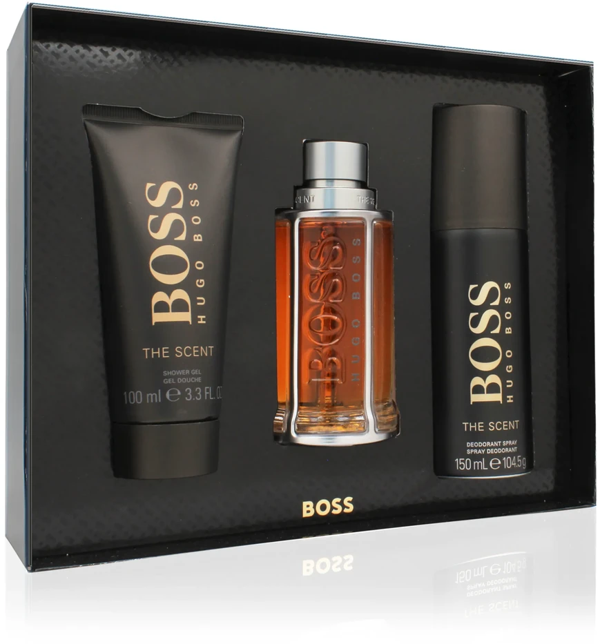 HUGO BOSS Boss The Scent EDT rinkinys vyrams (EDT,100 ml + dezodorantas, 150 ml + dušo želė, 100 ml)