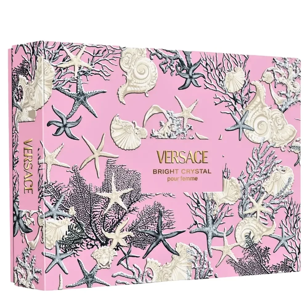 Kvepalų rinkinys moterims Versace Bright Crystal (EDT, 90 ml + EDT, 5 ml + kūno losjonas, 100 ml + dušo želė, 100 ml)