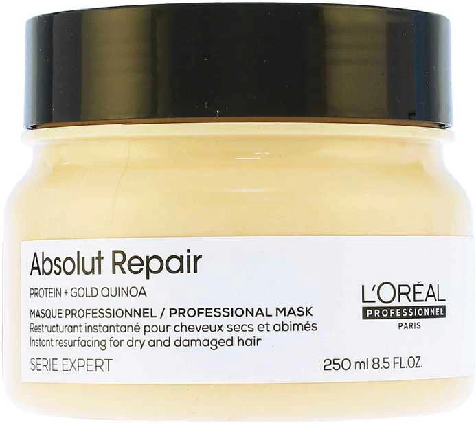 L'Oreal Professionnel Serie Expert Absolut Repair Protein + Gold Quinoa plaukų kaukė, akimirksniu atnaujinanti paviršių, 250 ml
