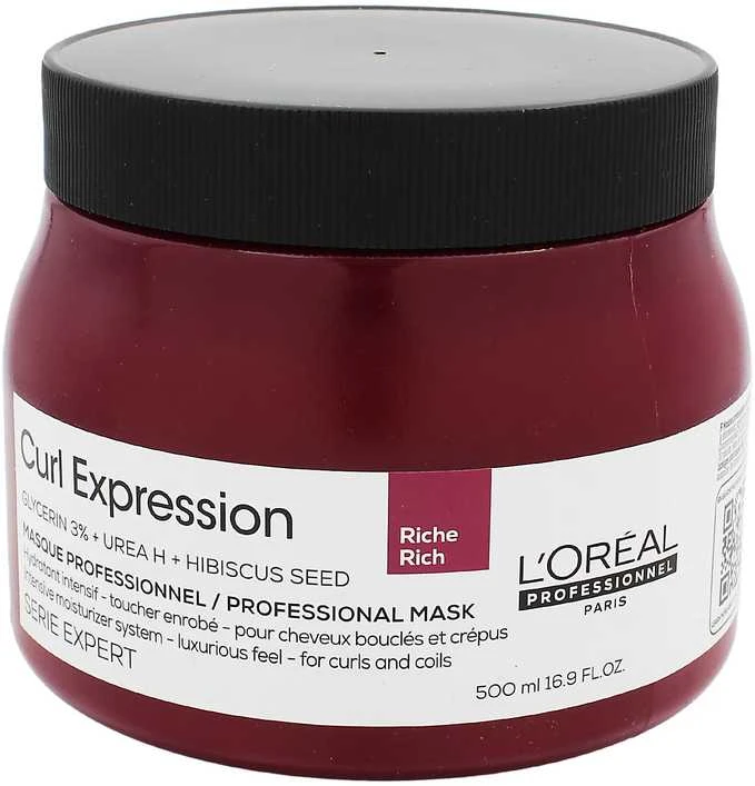 L'Oreal Professionnel Serie Expert Curl Expression Rich Glycerin2.5% + Urea H + Hibiscus Seed plaukų kaukė „Kreminis“ intensyviai drėkinanti, 500 ml