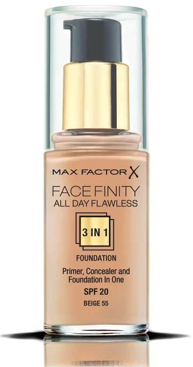 "Max Factor Facefinity 3in1" Maskuoklis ir makiažo pagrindas 55-rusvai gelsvas" 30ml